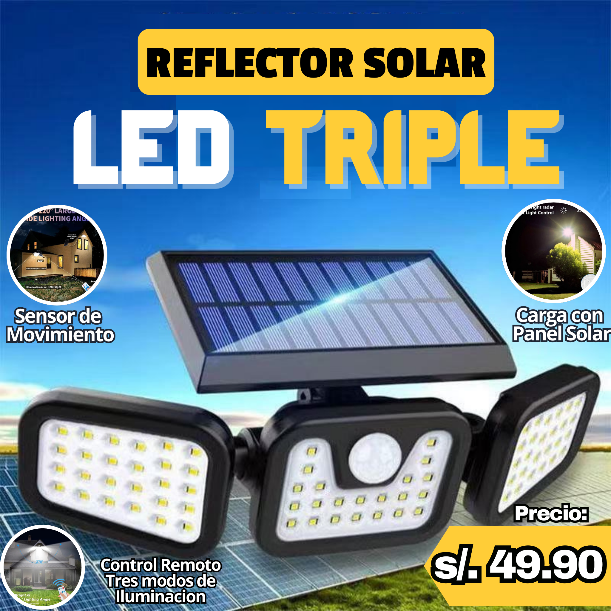 Reflector Solar Led Triple